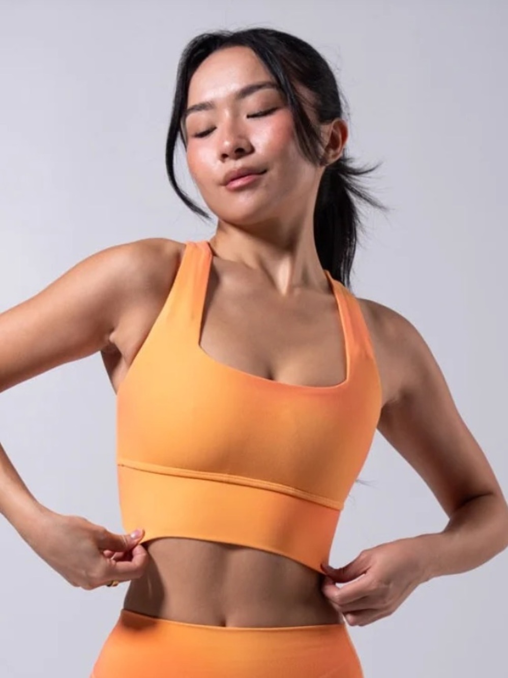 New BuffBunny Revolution Square Neck Sports Bra Lave Orange Yellow Print